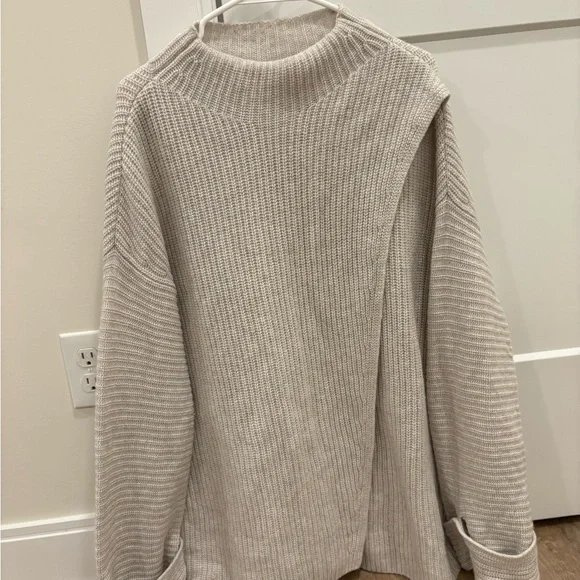 Athleta Azelea Mock Neck Wrap Wool Cashmere Size Large - Picture 2 of 7